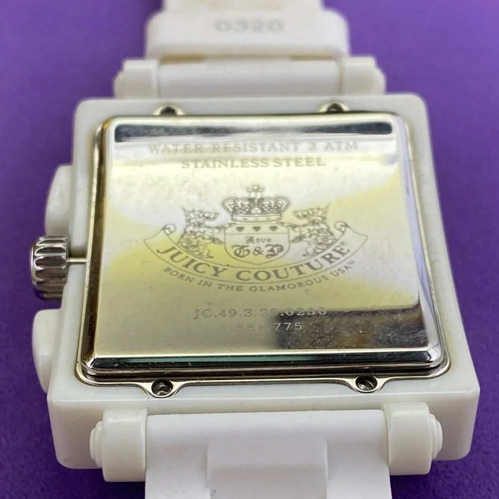 💛 Y2K Juicy Couture White Sparkly Dial Silicone Watch - Picture 3 of 5